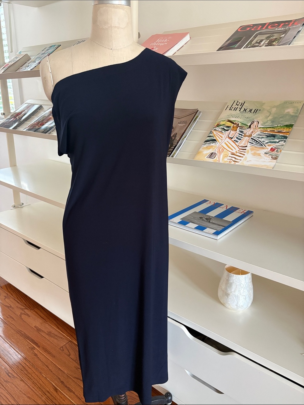 Norma Kamali Drop Shoulder  Navy Dress